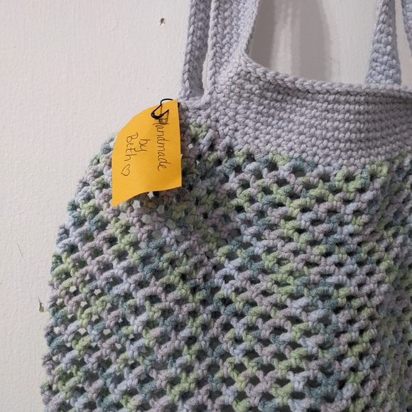 🌈 NEW Market Shopping Tote Reusable Boho HANDCRAFTED Crochet - Picture 4 of 5